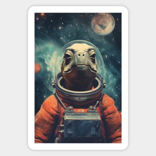 Astronaut Turtle in Space Vintage Art Sticker